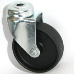 Kolo 1350/050-1/VE4 - Přístrojové kolo s diskem z vysoce hodnotné umělé hmoty s kluzným ložiskem a lehkou otočnou vidlicí z ocelového pozinkovaného plechu s otvorem na šroub.