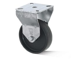 Kolo B-AL-PAA-050-G-VPE4 - Přístrojové kolo s diskem z vysoce hodnotné umělé hmoty s kluzným ložiskem a lehkou pevnou vidlicí z ocelového pozinkovaného plechu.